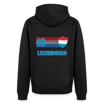 Luxemburg Fußball Mannschaft - Unisex Premium Bio Zip Hoodie - Schwarz - Hinten - Nico (187cm)