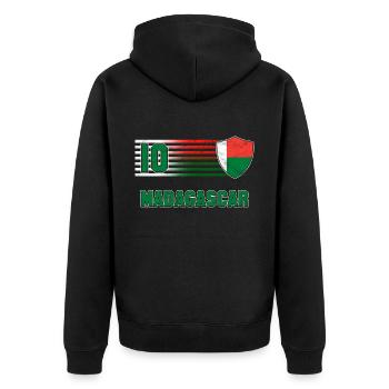 Madagascar Football Team - Unisex Premium Organic Zip Hoodie - black - Back - Nico (187cm)
