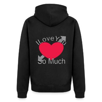 i love you so much - Unisex Premium Bio Zip Hoodie - Schwarz - Hinten - Nico (187cm)