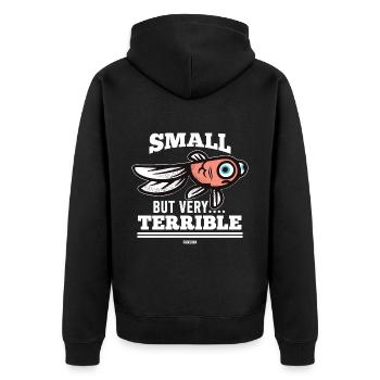 Fisch - Unisex Premium Bio Zip Hoodie - Schwarz - Hinten - Nico (187cm)