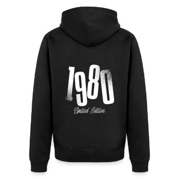 1980 Year of birth Year of construction born - Unisex Premium Organic Zip Hoodie - black - Back - Nico (187cm)