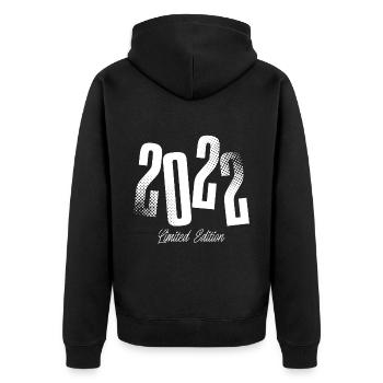 2022 Jahrgang Geburtstag Baujahr Geboren - Unisex Premium Bio Zip Hoodie - Schwarz - Hinten - Nico (187cm)