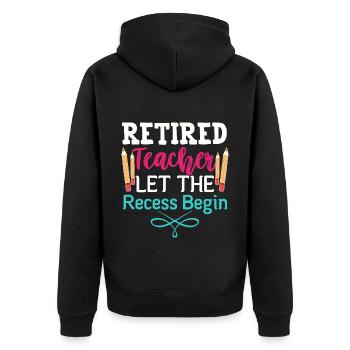 Lehrer im Ruhestand, Lehrer in Rente - Unisex Premium Bio Zip Hoodie - Schwarz - Hinten - Nico (187cm)