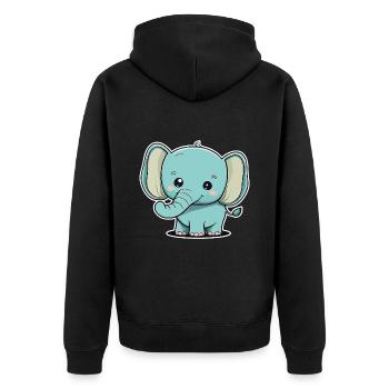 Elefant Elefantenbaby Süß Niedlich Cartoon Comic - Unisex Premium Bio Zip Hoodie - Schwarz - Hinten - Nico (187cm)
