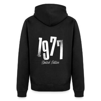 1977 Année de naissance Année de naissance - Veste à capuche bio Premium Unisexe - noir - Dos - Nico (187cm)