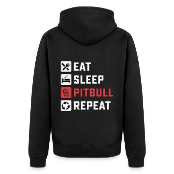 Manger pitbull de sommeil répéter - Veste à capuche bio Premium Unisexe - noir - Dos - Nico (187cm)