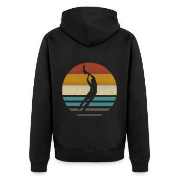 Jai Alai Sports Retro vintage Cesta-Punta, Pelota - Unisex Premium Organic Zip Hoodie - black - Back - Nico (187cm)