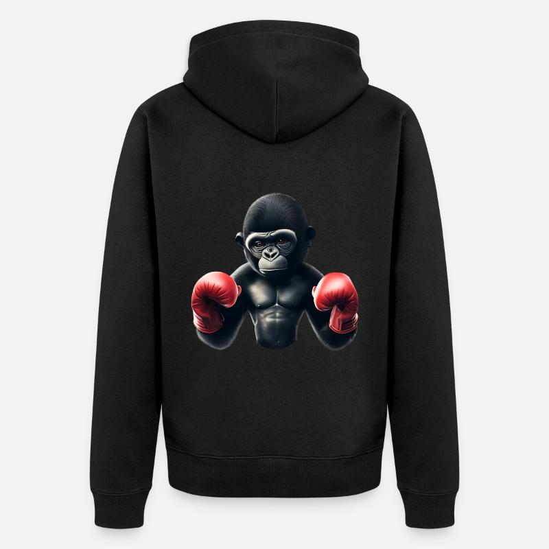 Boxer Gorilla - Unisex Premium Bio Zip Hoodie - Schwarz