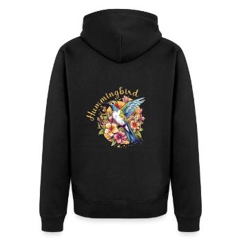 Colibri Fleurs Oiseau Animal Art Aquarelle Coloré - Veste à capuche bio Premium Unisexe - noir - Dos - Nico (187cm)