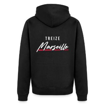 Marseille 13 Frankreich Kennzeichen - Unisex Premium Bio Zip Hoodie - Schwarz - Hinten - Nico (187cm)