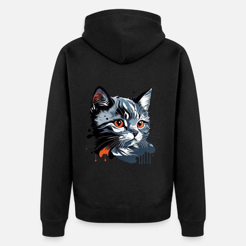 Kätzchen , junge Katze - Unisex Premium Bio Zip Hoodie - Schwarz