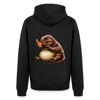 Pizza Loving Dinosaur - Unisex Premium Organic Zip Hoodie - black - Back - Nico (187cm)