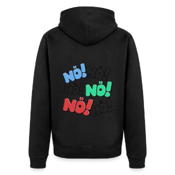 Nö Nein Einfach Nö Nope Ich Muss Gar Nichts Lustig - Unisex Premium Bio Zip Hoodie - Schwarz - Hinten - Nico (187cm)