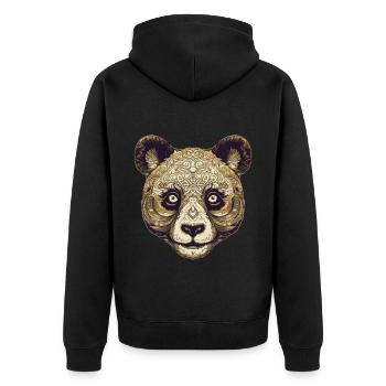 Panda Portrait - Unisex Premium Bio Zip Hoodie - Schwarz - Hinten - Nico (187cm)