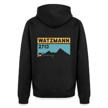 Watzmann Überschreitung Berg Berchtesgaden Wandern - Unisex Premium Bio Zip Hoodie - Schwarz - Hinten - Nico (187cm)
