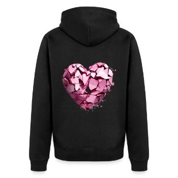Valentinstag Herz Liebe Liebesbeweis Gefühle - Unisex Premium Bio Zip Hoodie - Schwarz - Hinten - Nico (187cm)