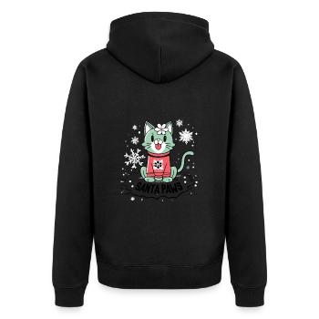 Weihnachten für Katzenliebhaber 🐱 Santas Paws - Unisex Premium Bio Zip Hoodie - Schwarz - Hinten - Nico (187cm)