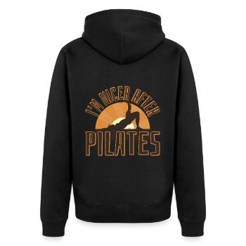I'm Nicer After Pilates - Unisex Premium Organic Zip Hoodie - black - Back - Nico (187cm)