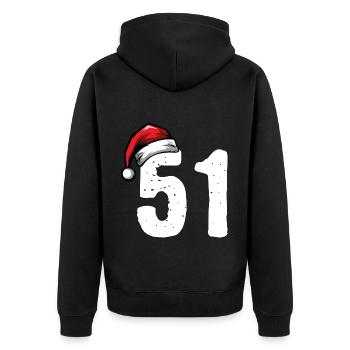 51 Zahl Weihnachten - Unisex Premium Bio Zip Hoodie - Schwarz - Hinten - Nico (187cm)