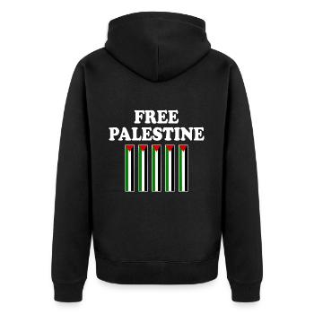 Free palestine - Unisex Premium Bio Zip Hoodie - Schwarz - Hinten - Nico (187cm)