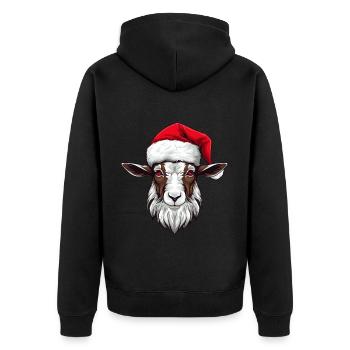 Ziege Xmas Weihnachten Tier Kopf - Unisex Premium Bio Zip Hoodie - Schwarz - Hinten - Nico (187cm)