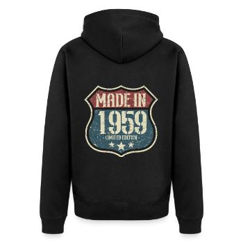 1959 Vintage Anniversaire Rétro Vintage Cadeau - Veste à capuche bio Premium Unisexe - noir - Dos - Nico (187cm)