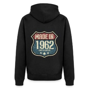 1962 Vintage 60e anniversaire rétro Vintage - Veste à capuche bio Premium Unisexe - noir - Dos - Nico (187cm)