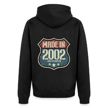 2002 Jahrgang Geburtstag Retro Vintage Geschenk - Unisex Premium Bio Zip Hoodie - Schwarz - Hinten - Nico (187cm)
