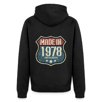 1978 Birthday Born In 1978 Retro Vintage - Unisex Premium Organic Zip Hoodie - black - Back - Nico (187cm)