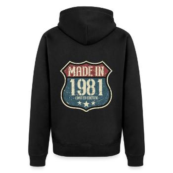 1981 Birthday Born In 1981 Retro Vintage - Unisex Premium Organic Zip Hoodie - black - Back - Nico (187cm)