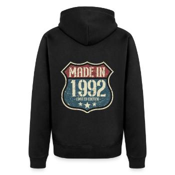 1992 Vintage anniversaire rétro Vintage cadeau - Veste à capuche bio Premium Unisexe - noir - Dos - Nico (187cm)