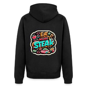 Eat More Steak 13 - Unisex Premium Organic Zip Hoodie - black - Back - Nico (187cm)