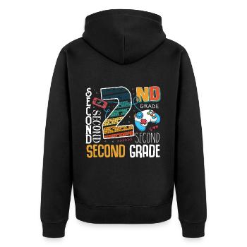 2nd Grade Gaming Schoolchild - Unisex Premium Organic Zip Hoodie - black - Back - Nico (187cm)