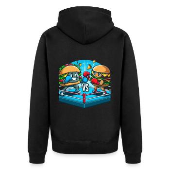 Boxing Hamburger - Unisex Premium Organic Zip Hoodie - black - Back - Nico (187cm)