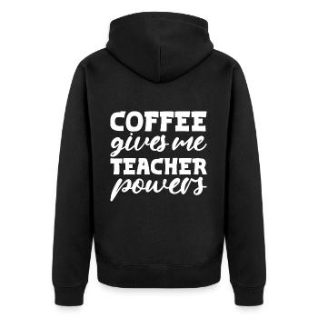 Le café me donne des pouvoirs d’enseignant - Veste à capuche bio Premium Unisexe - noir - Dos - Nico (187cm)