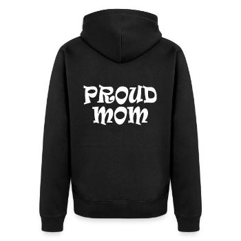 Proud mom - Unisex Premium Bio Zip Hoodie - Schwarz - Hinten - Nico (187cm)