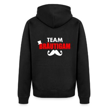 Team bräutigam - Unisex Premium Bio Zip Hoodie - Schwarz - Hinten - Nico (187cm)