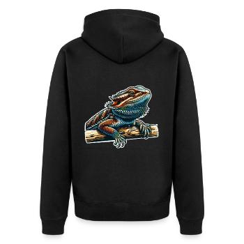 Bartagame Bartagamen Bearded Dragon - Unisex Premium Organic Zip Hoodie - black - Back - Nico (187cm)