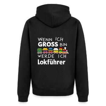Wenn ich groß bin werde ich Lokführer für einen - Unisex Premium Bio Zip Hoodie - Schwarz - Hinten - Nico (187cm)