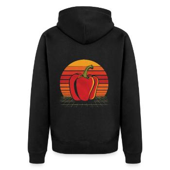 Paprika Geschenk - Unisex Premium Bio Zip Hoodie - Schwarz - Hinten - Nico (187cm)