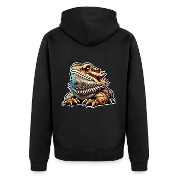 Bartagame Bartagamen Bearded Dragon - Unisex Premium Organic Zip Hoodie - black - Back - Nico (187cm)