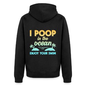 Je fais caca dans l’océan Profitez de votre baignade 2 - Veste à capuche bio Premium Unisexe - noir - Dos - Nico (187cm)