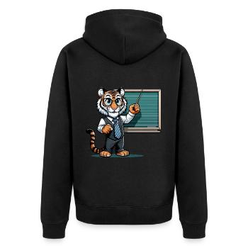 Cute Tiger Teacher - Unisex Premium Bio Zip Hoodie - Schwarz - Hinten - Nico (187cm)