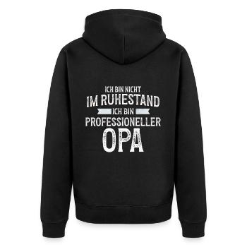 Professioneller Opa - Lustiges Ruhestand Geschenk - Unisex Premium Bio Zip Hoodie - Schwarz - Hinten - Nico (187cm)