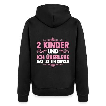 Mama Von 2 Kindern - Unisex Premium Bio Zip Hoodie - Schwarz - Hinten - Nico (187cm)
