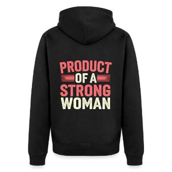 Product Of A Strong Woman 12 - Unisex Premium Bio Zip Hoodie - Schwarz - Hinten - Nico (187cm)