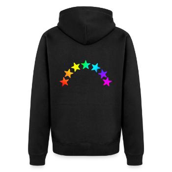 bunte Sterne - Regenbogen Farbverlauf - Unisex Premium Bio Zip Hoodie - Schwarz - Hinten - Nico (187cm)
