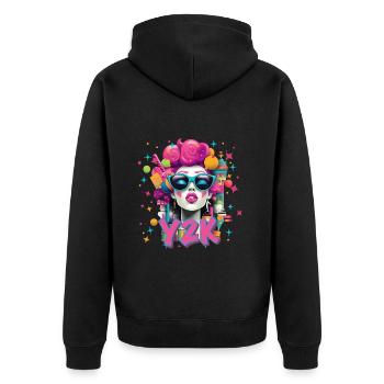 Y2K Retro Neon - Unisex Premium Organic Zip Hoodie - black - Back - Nico (187cm)