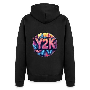 Y2K Butterfly Retro - Unisex Premium Organic Zip Hoodie - black - Back - Nico (187cm)