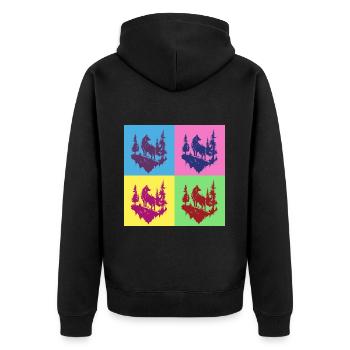 Wolf Wolf Head Forest Nature Mountains Wilderness Pop Art - Unisex Premium Organic Zip Hoodie - black - Back - Nico (187cm)